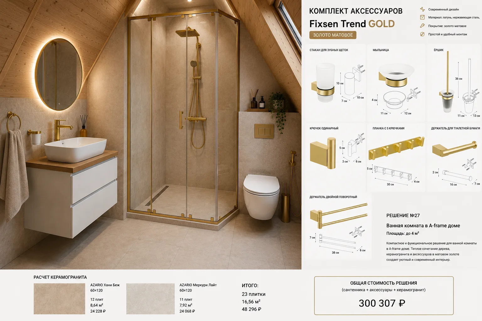 Ванная комната в A-frame доме — планировочное решение